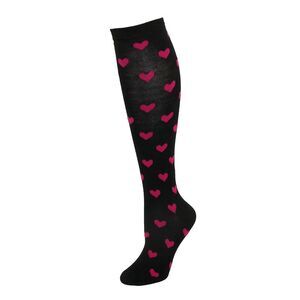 CTM Women's Heart Print Knee High Socks